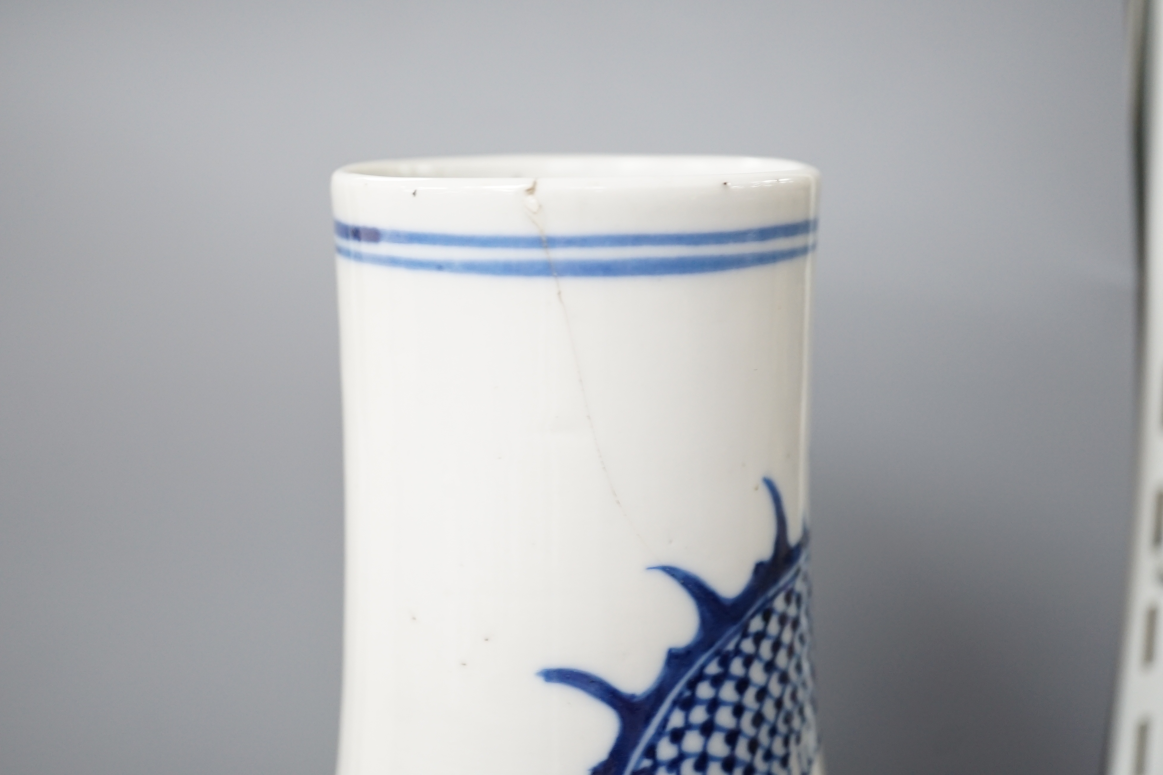 A Chinese blue and white ‘dragon’ bottle vase 32cm